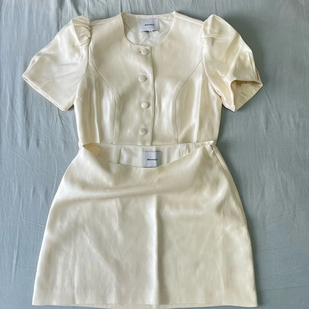 βπSaleβ Reformation Mika Two Piece β Cream - Picture 4 of 7